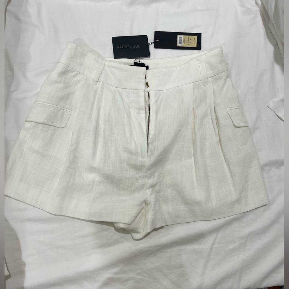 Rachel Zoe Linen Blend High Waisted Pleated Shorts — NWT